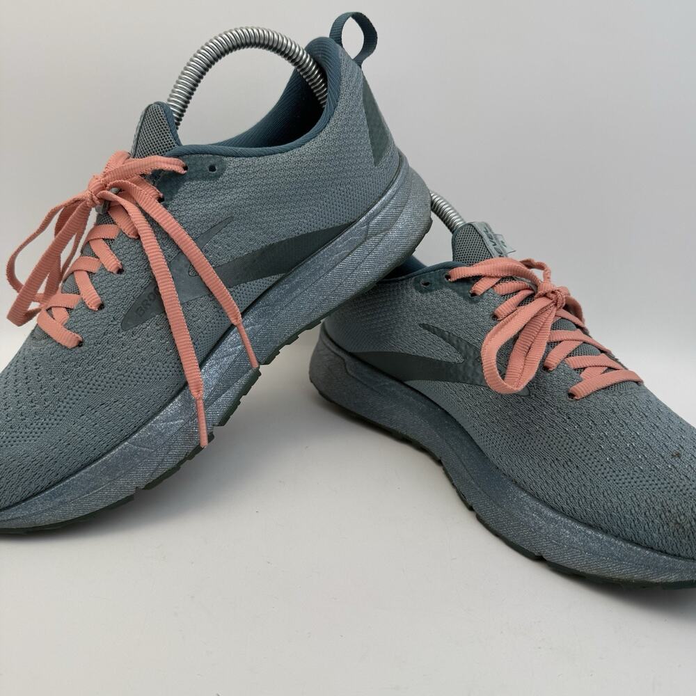 Brooks Revel 4 Womens Running Sneakers Athletic Mesh Size 8 Blue Salmon Laces